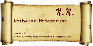 Notheisz Modesztusz névjegykártya